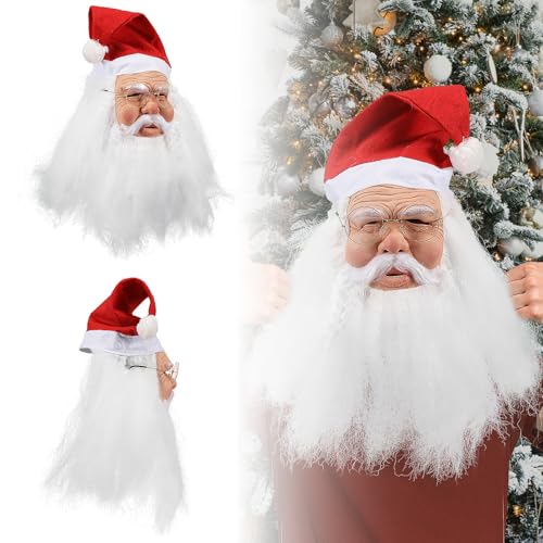 Goloxou Weihnachtsmann-Maske Latexmaske Bart Weihnachtsmann für Erwachsene Verkleidungen Weihnachtsfeiern (D) von Goloxou