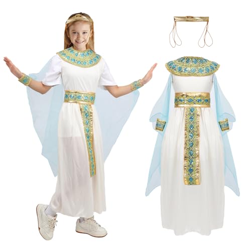 Karneval Kleidung Mädchen Kleopatra Kostüm Karneval Mädchen Cleopatra Geeignet für Halloween Karneval Rollenspiel (Blau, M) von Goloxou