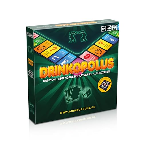 DRINKOPOLUS – Das wohl beliebteste Partyspiel für Erwachsene | Göttlicher Spielspaß für 2-8 Spieler | Perfekt für lustige Abende, Partys, Silvester mit Freunden & Familie | GRATIS: Zweites Spiel THEKE von Gomazing