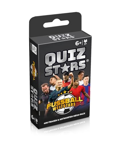 QUIZSTARS Fußball Weltstars - Kartenspiel mit 400 Fragen & Antworten zu 50 Top Stars des Weltfußballs - Fußball-Quiz für 2-8 Spieler - ab 6 Jahren - Deutsche Sprache – Modernes Design - plastikfrei QUIZSTARS Fußball Weltstars - Kartenspiel mit 400 Fragen & Antworten zu 50 Top Stars des Weltfußballs - Fußball-Quiz für 2-8 Spieler - ab 6 Jahren - Deutsche Sprache – Modernes Design - plastikfrei von Gomazing