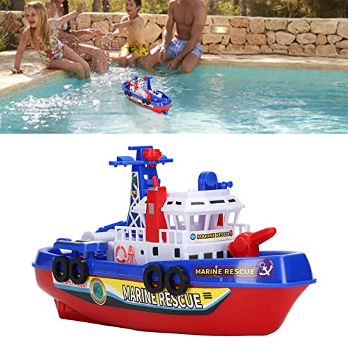 Feuerwehrboot Spielzeug mit spritzfunktion Musik Licht, schwimmt auf dem Wasser, Feuerwehrmann-Boot, Batterie, Badeboot Spielzeug Pool-Badewannenspielzeug, Baby-Badespielzeug von Gonetre