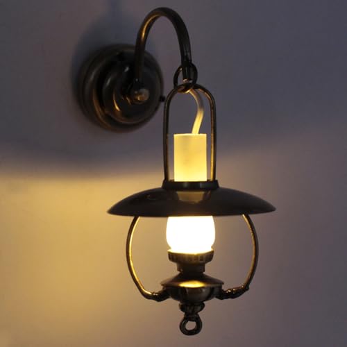 Gonetre 1:12 1:6 Puppenhaus Wandlampe Vintage Kerosin Lampenstil Lampe Miniatur Licht LED Leuchten, Miniatur Wandleuchte Puppenhaus Zubehör Dollhouse Dekor Schlafzimmer Wohnzimmer Dekor von Gonetre