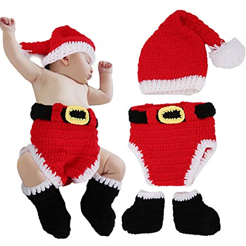 Gonetre Baby-Häkel-Weihnachtskleidung aus Weicher Baumwolle für Neugeborene, Fotografie-Requisite von Gonetre