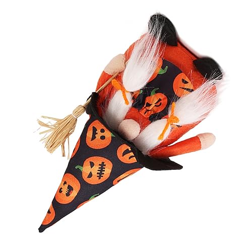 Gonetre Gesichtslose Puppe aus Plüsch, Lebendige Farben, Langlebig, Weiches Seidentuch, Bringt Glück, Gefüllte Puppe für Halloween, Party, Heimdekoration (Besen 20 * 10cm) von Gonetre