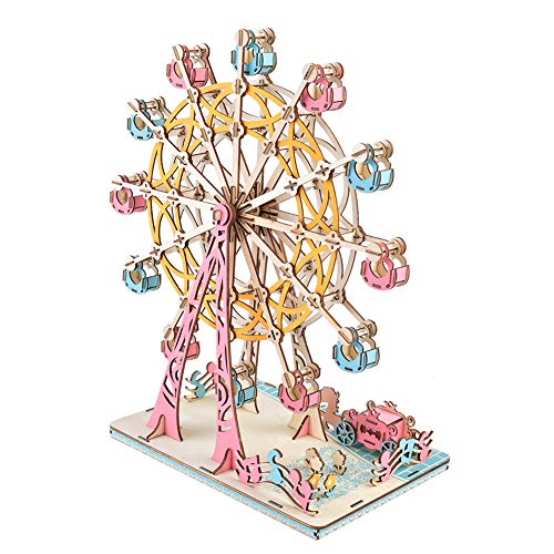 Gonetre Hölzernes Puzzle-Spielzeug, 3D-Cartoon-Riesenrad-Puzzle, Lernspielzeug für, Trainiert Praktische Fähigkeiten, Vorstellungskraft, Verbessert Gedächtnis, Grafikwahrnehmung und von Gonetre