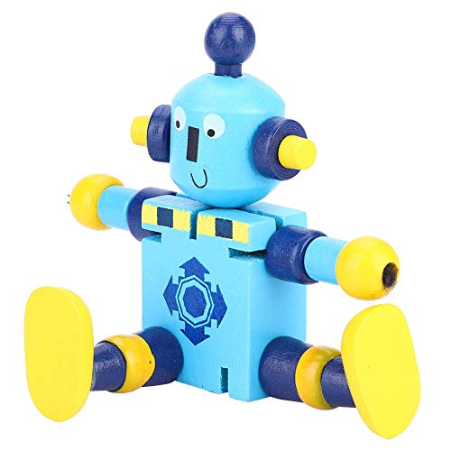 Kinderroboterspielzeug, Holzroboterspielzeug, Lern- und Lernspielzeug für, aus Holzmaterial, Flexibler Roboter Kann Aufstehen, Tolles für und Mädchen, Fördert die (Blau) von Gonetre