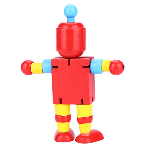 Kinderroboterspielzeug, Holzroboterspielzeug, Lern- und Lernspielzeug für, aus Holzmaterial, Flexibler Roboter Kann Aufstehen, Tolles für und Mädchen, Fördert die (Rot) von Gonetre