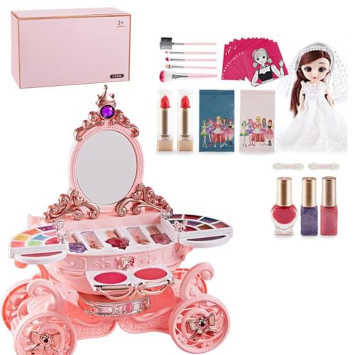 Mädchen-Make-up-Set, Prinzessinnen-Kosmetik-Make-up-Set, -Make-up-Set, Rollenspiel, Make-up-Spielzeug für , Mädchen-Spielzeug (Mit Puppe) von Gonetre