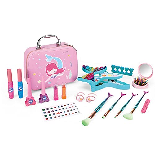 Mädchen-Make-up-Sets, -Make-up-Set mit Tasche mit Meerjungfrauen-Tasche, für Kleine Mädchen, Make-up-Sets, Kosmetikspielzeug für Mädchen, von 5–14 Jahren von Gonetre