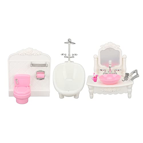 Puppenhaus-Badezimmer-Set, Badewanne, Toilette, Waschtisch für Puppenhaus, Möbel, Zubehör, Kindergeschenke, Modell 1:12 von Gonetre