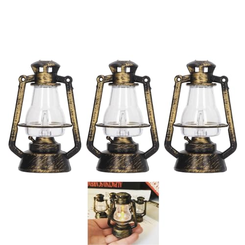 Gonetre Puppenhaus Beleuchtung Puppenhaus Kerosinlampe Retro Miniatur Beleuchtete Laterne Mini LED Lampe Puppenhaus Licht für Puppenhausdekorationen 1:12 1:6 Puppenhaus Puppenzubehör von Gonetre