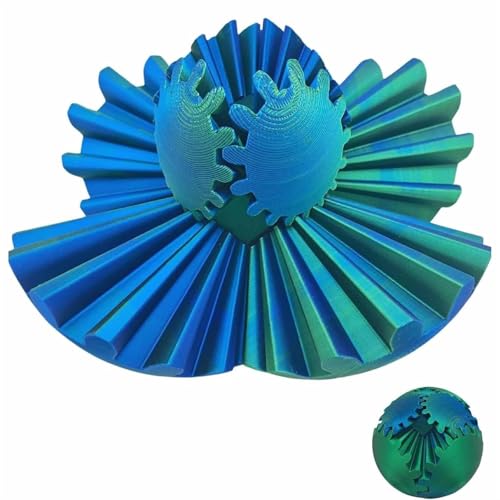 Gear Ball 3D Printed Gear Ball Spin Ball OR Cube Fidget Toy，Perfect for Stress and Anxiety Relaxing Fidget Toy，Gear Ball Fidget Toy，Desk Toy，Ideal for Sensory Needs and Autism (Laser Green Blue) von Goniome