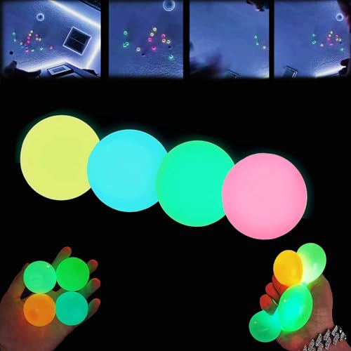 Goniome Glorbs Bälle, Deckenkugeln, Hüpfen Sie zurück zu Ihnen, Glow in The Dark Sticky Balls, Stressbälle für Kinder und Erwachsene, Traumbälle leuchten im Dunkeln von Goniome