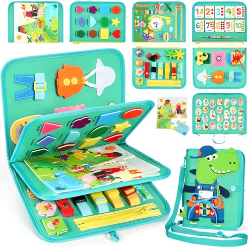 Gontence Busy Board - Spielzeug ab 2 3 4 Jahre - Montessori Spielzeug ab 1 Jahr - Kinderspielzeug Motorikspielzeug - Kleinkinder Lernspielzeug Activity Board - Geschenk Junge Mädchen von Gontence