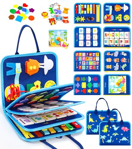 Gontence Busy Board für Kinder - Activity Board Montessori Spielzeug für 1 2 3 4 5 Jahre Junge Mädchen | Motorik Lernspielzeug Kleinkind Sensorik Spielzeug Quiet Book (Dinosaurier) von Gontence