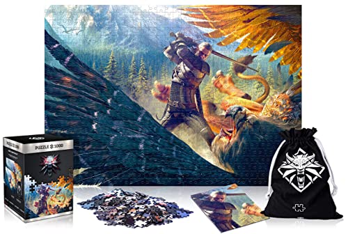 Good Loot The Witcher 3: Wild Hunt Gryffin Fight - 1000 Teile - für Erwachsene und Kinder ab 14 Jahren - 68 x 48 cm Puzzle-Poster für Spiele und Transporttasche - The Witcher Ware von Good Loot