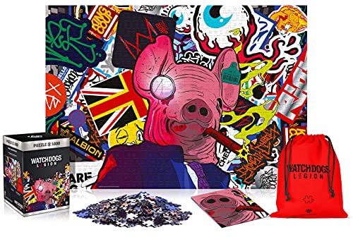 Watch Dogs Legion: Pig Mask | Puzzle 1000 Teile | Poster und Tasche inklusive | 68 x 48 cm | Erwachsene und Kinder ab 14 Jahren | perfekt als Weihnachts- oder Geburtstagsgeschenk | Videospiel | von Good Loot
