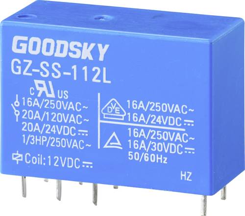 GoodSky GZ-SS-112L Printrelais 12 V/DC 20A 1 Wechsler Tube von GoodSky