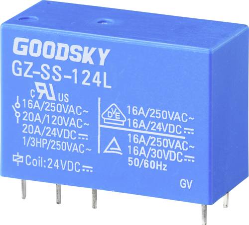 GoodSky GZ-SS-124L Printrelais 24 V/DC 20A 1 Wechsler Tube von GoodSky