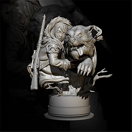 1/12 Ancient Hunter Girl and Wolf Büste Resin Figure Kit Miniatur Resin // Yc-853 (unmontiert und unbemalt) von GoodYouth