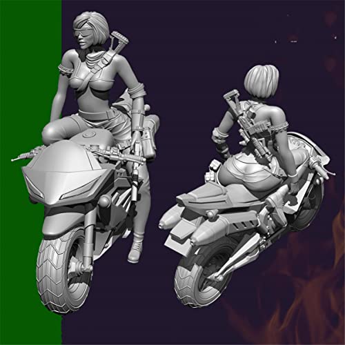 1/35 Fantastic Female Agent Resin Figure Kit Miniatur-Harzmodellbausatz // Pq0-47 (unmontiert und unbemalt) (1 Person + Motorrad) von GoodYouth