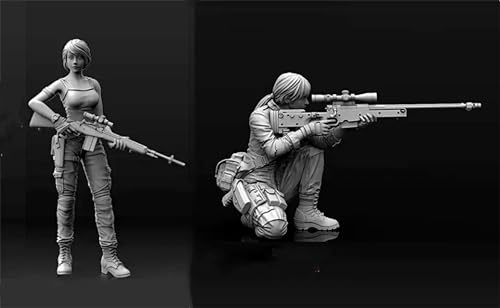 1/35 Sci-Fi Agent Weiblicher Soldat Resin Modellbausatz Unbemalt und unmontiert Miniatur Resin Modellteile und Komponenten (2 Personen)//h5H7a-10 von GoodYouth