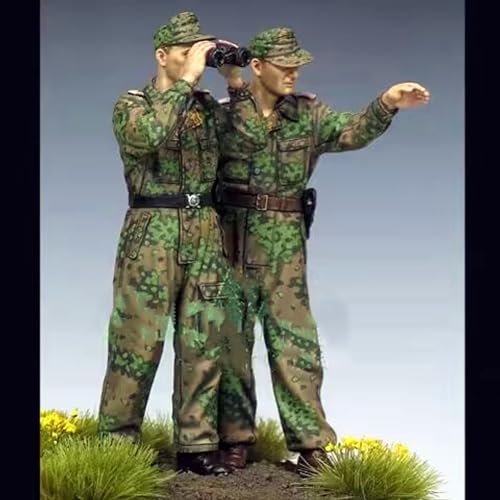 1/35 WWII Deutscher Soldat Resin Modellbausatz unbemalt und unmontiert Miniatur Resin Modellteile (2 Personen) // E7D9a-1 von GoodYouth