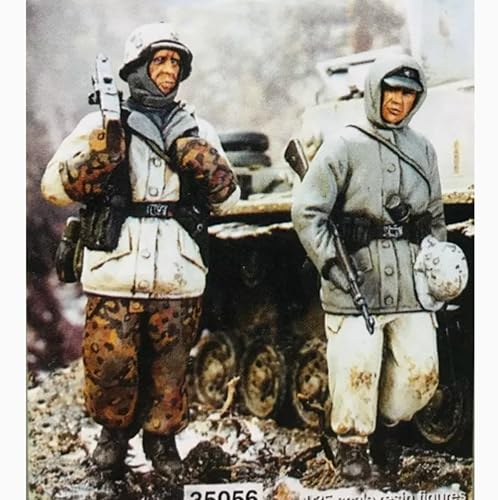 1/35 WWII German Soldier Resin Model Kit ，Unbemalt und unmontiert Miniaturmodellbausatz aus Resin (2 Figuren) // H9x7A1 von GoodYouth