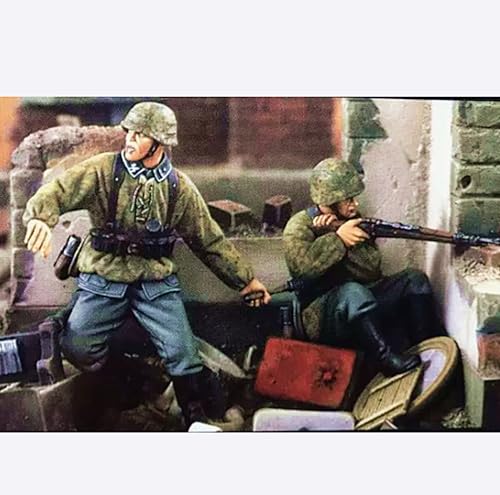 1/35 WWII German Soldier Resin Model Kit ，Unbemalt und unmontiert Miniaturmodellbausatz aus Resin (2 Figuren) // H9x7A2 von GoodYouth