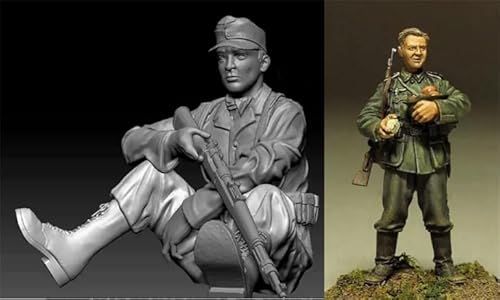 1/35 WWII German Soldier Resin Model Kit ，Unbemalt und unmontiert Miniaturmodellbausatz aus Resin (2 Figuren) // H9x7A24 von GoodYouth