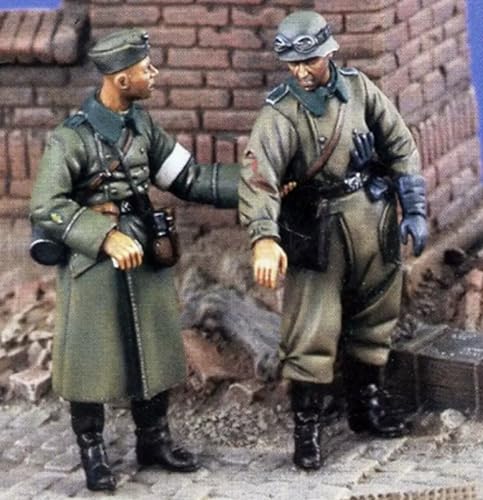 1/35 WWII German Soldier Resin Model Kit ，Unbemalt und unmontiert Miniaturmodellbausatz aus Resin (2 Figuren) // H9x7A28 von GoodYouth