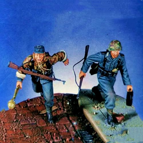 1/35 WWII German Soldier Resin Model Kit ，Unbemalt und unmontiert Miniaturmodellbausatz aus Resin (2 Figuren) // H9x7A6 von GoodYouth