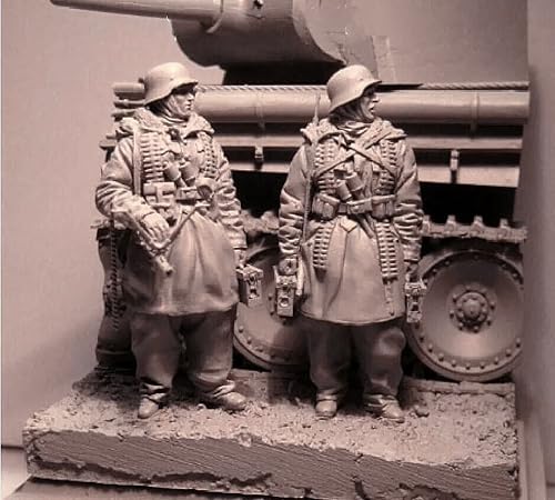 1/35 WWII German Tank Soldier Resin Model Kit， Unbemalt und unmontiert Miniaturmodellbausatz aus Resin (2 Figuren, ohne Panzer) // H9x5A13 von GoodYouth