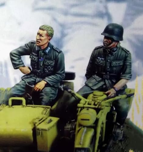 1/35 WWII Motorradfahrer Soldat Resin Modellbausatz ，Unbemalt und unmontiert Miniatur Resin Modell bausatz (2 Figuren, ohne Motorrad) // J9x1L2 von GoodYouth