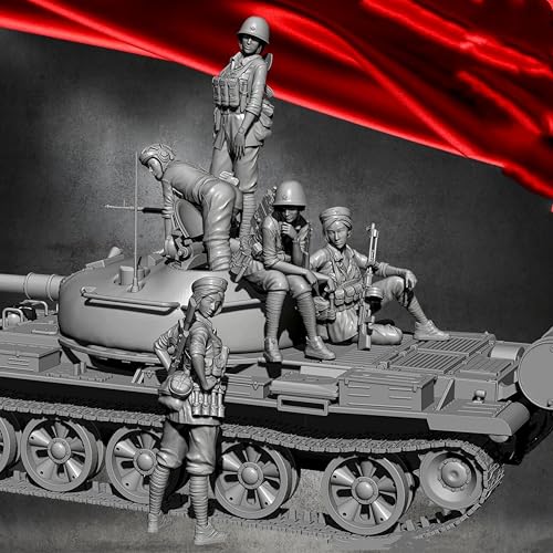 1/35 WWII Tank Female Soldier Resin Model Kit ，Unpainted and Unassembled Miniature Resin Model Kit (5 Personen, keine Panzer) // H9x0A5 von GoodYouth