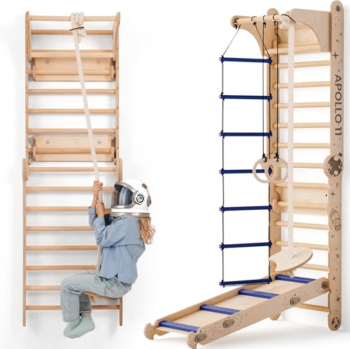 Apollo 6-in-1 Schwedische Wand & Moon Set – NASA-inspiriertes Indoor-Klettergerüst für Kinder, Weltraum Fitness-Station mit Rutsche, Leiter, Seil & Mond-Ringe – Für kleine Astronauten 2-12 Jahre Apollo 6-in-1 Schwedische Wand & Moon Set – NASA-inspiriertes Indoor-Klettergerüst für Kinder, Weltraum Fitness-Station mit Rutsche, Leiter, Seil & Mond-Ringe – Für kleine Astronauten 2-12 Jahre von Goodevas