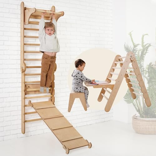 Climbing Wall Swedish Ladder, Montessori Play Gym, Toddler Climbing Gym, Indoor Jungle Gym. Art Set von Goodevas