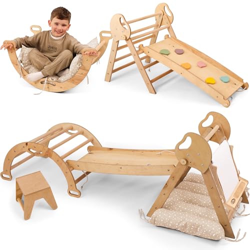 5-in-1 Montessori Klettergerüst Set: Indoor Kletterdreieck, Kletterbogen mit Kissen, Rutsche für Kinder & Kunst hinzufügen, Indoor Spielplatz 1-3 Jahre 5-in-1 Montessori Klettergerüst Set: Indoor Kletterdreieck, Kletterbogen mit Kissen, Rutsche für Kinder & Kunst hinzufügen, Indoor Spielplatz 1-3 Jahre von Goodevas
