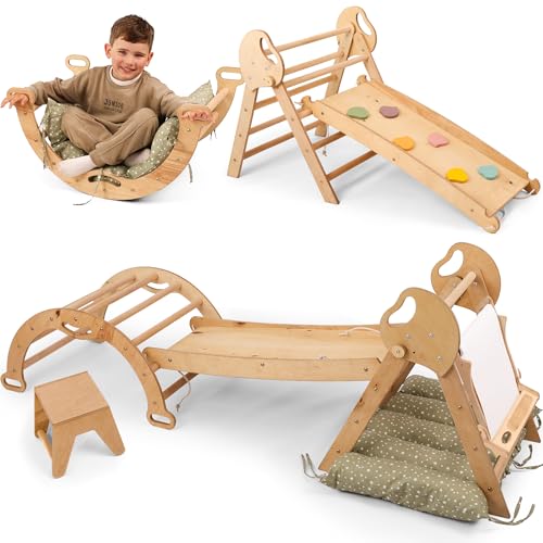 Goodevas 5-in-1 Montessori Klettergerüst Set: Indoor Kletterdreieck, Kletterbogen mit Kissen, Rutsche für Kinder & Kunst hinzufügen, Indoor Spielplatz 1-3 Jahre Goodevas 5-in-1 Montessori Klettergerüst Set: Indoor Kletterdreieck, Kletterbogen mit Kissen, Rutsche für Kinder & Kunst hinzufügen, Indoor Spielplatz 1-3 Jahre von Goodevas