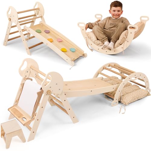 5-in-1 Montessori Klettergerüst Set: Indoor Kletterdreieck, Kletterbogen mit Kissen, Rutsche für Kinder & Kunst hinzufügen, Indoor Spielplatz 1-3 Jahre 5-in-1 Montessori Klettergerüst Set: Indoor Kletterdreieck, Kletterbogen mit Kissen, Rutsche für Kinder & Kunst hinzufügen, Indoor Spielplatz 1-3 Jahre von Goodevas