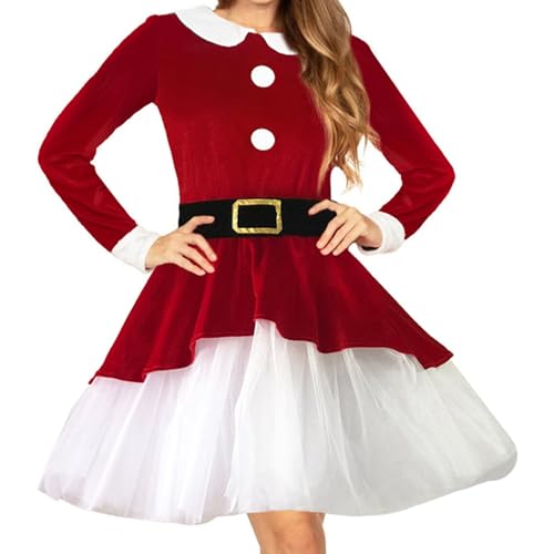 Goodfugui Weihnachts-Kostüm, Samt, Hasenkleid für Damen, Kostümparty, Cosplay, Zubehör-Set (D-Rot, XL) von Goodfugui