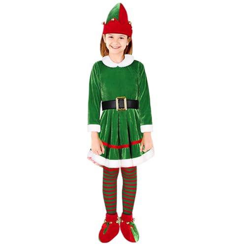 Goodfugui Weihnachts-Kostüm-Set, Weihnachtsbaummantel mit Hose/Spleißkleid, Set für Erwachsene, Kinder (Kinder, M, #21-Grün) von Goodfugui