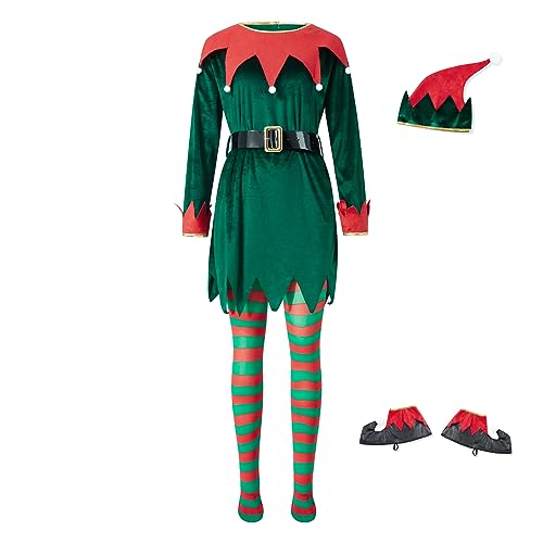 Goodfugui Weihnachtskostüm, Samt, Hasenkleid für Damen, Kostümparty, Cosplay, Zubehör-Set (mehrfarbig, L) von Goodfugui