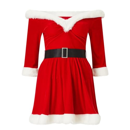 Goodfugui Weihnachtskostüm, Samt, Hasenkleid für Damen, Kostümparty, Cosplay-Zubehör-Set (Am-Red, XL) von Goodfugui