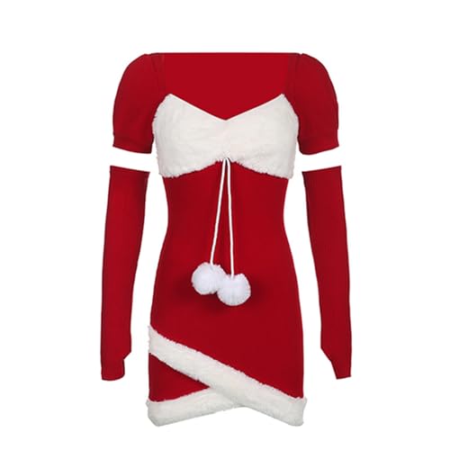 Goodfugui Weihnachtskostüm, Samt, Hasenkleid für Damen, Kostümparty/Cosplay-Zubehör-Set (Ar-Red, L) von Goodfugui