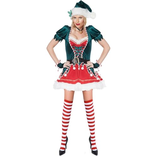 Goodfugui Weihnachtskostüm, Samt, Hasenkleid für Damen, Kostümparty/Cosplay-Zubehör-Set (L-Armeegrün, L) von Goodfugui