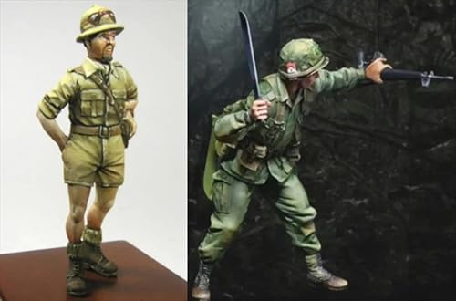 1/35 Unbemalter und unmontierter Bausatz eines Soldaten aus Resin ，WWII Soldier Resin Model Kit (2 Men)//R7t9X7 von Goodmoel