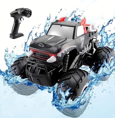 Goolsky Ferngesteuertes Auto Amphibienfahrzeug, Stunt Auto 1/16 2,4GHz 4WD 2 in 1 RC Auto 360° Drehbar Wasserdicht Offroad Ferngesteuertes Auto Geschenke für Kinder Rot von Goolsky