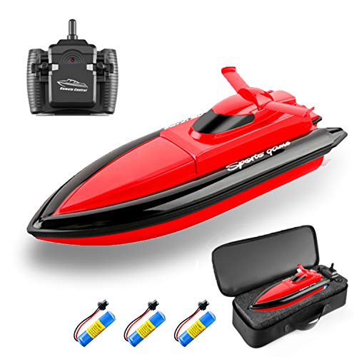 Goolsky Fernbedienung RC Boote 2,4G 20km/h RC Boot RC Spielzeug Geschenk für Kinder Erwachsene Jungen Mädchen mit Tasche von Goolsky