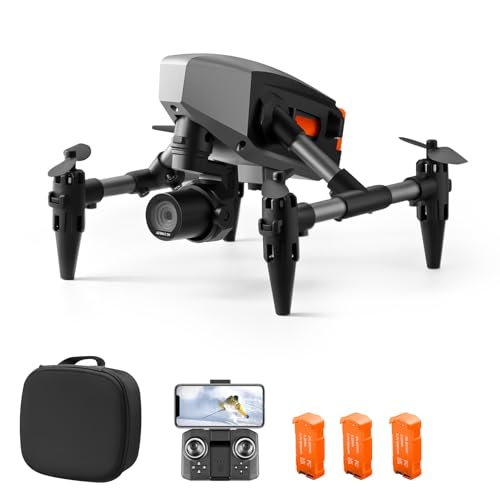 Goolsky Ferngesteuerte Drohne mit Dual-Kamera, 4K optischer Fluss, Schweben, One-Click, Start, Landung, Ferngesteuerter Quadrocopter für Kinder und Erwachsene von Goolsky